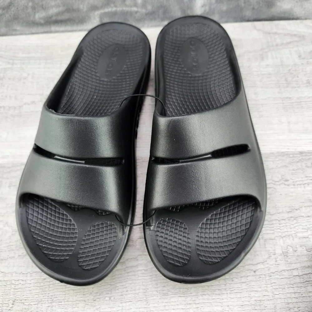 OOFOS OOAHH Slide Impact Absorption Recovery Sandals, Size W10/M8 Black New - Picture 5 of 14